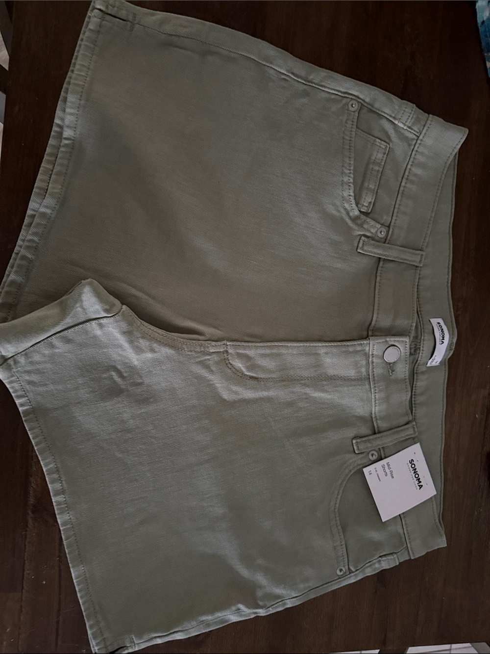 SONOMA Olive Green High-Rise Denim Shorts